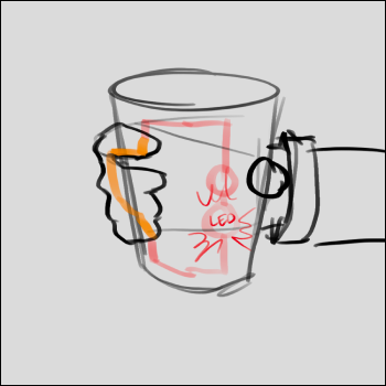 Cup that turns on an LED when you hold it