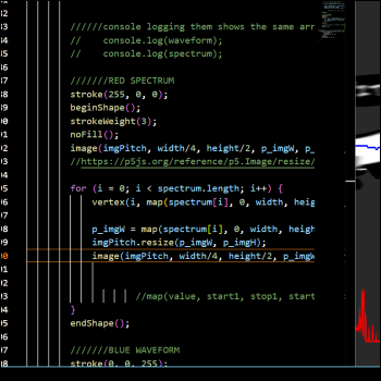 Snippet of my code, specifically showing the part that would be modifying the image dimensions.