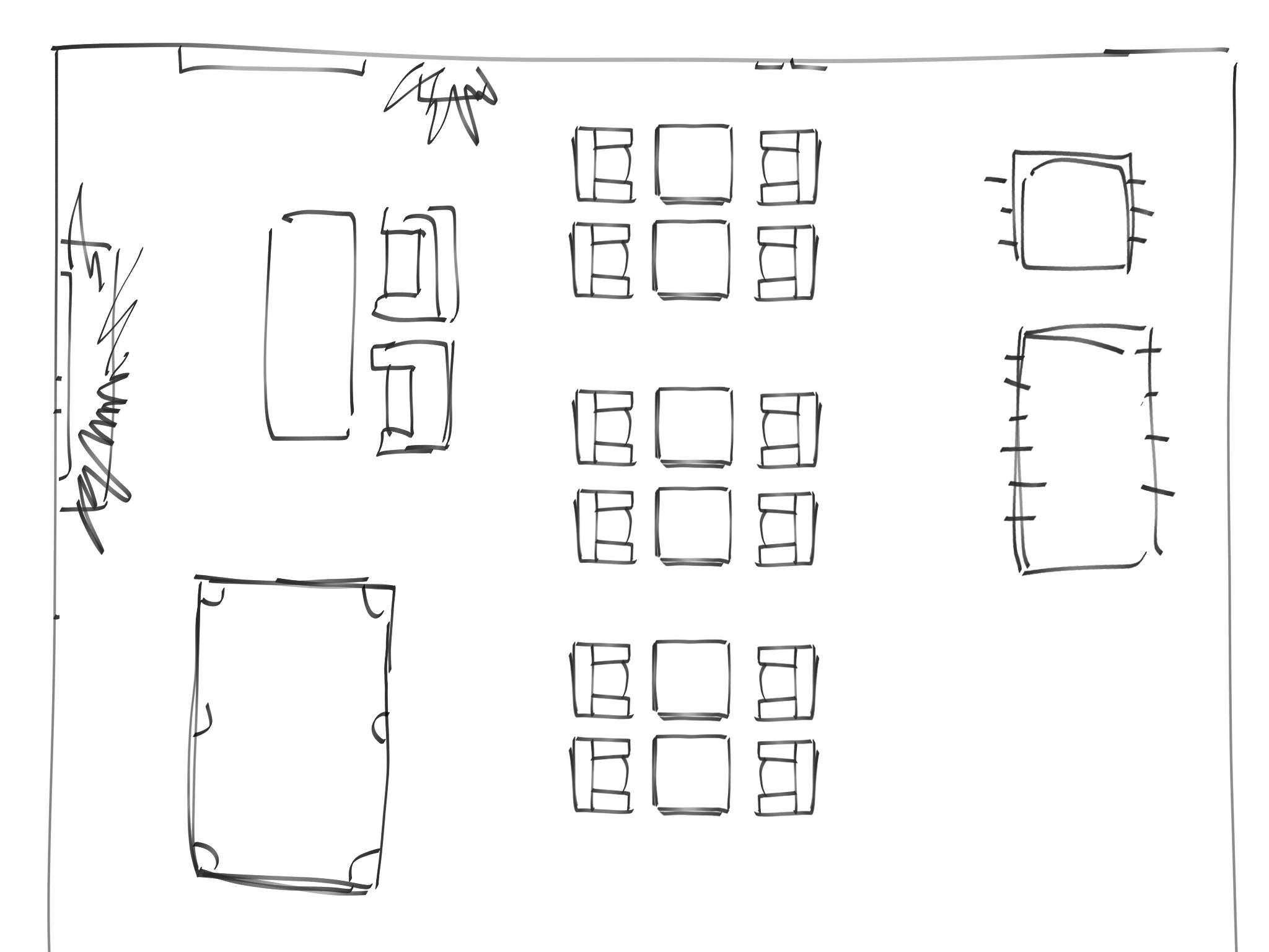 Revamp of the marquee interior, with seating / tables changed to have larger more usable tables, spacing adjusted between seating and game tables.