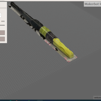 Close up, showing that it wasn't really the best scan in terms of how accurate it is (regarding the form of the pen).